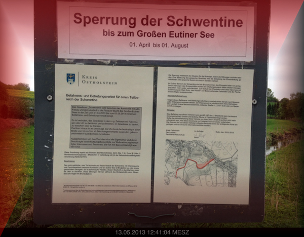 Fließgewässer in diesem Fall die Schwentine, wurde 2013 in einem Bereich gesperrt.